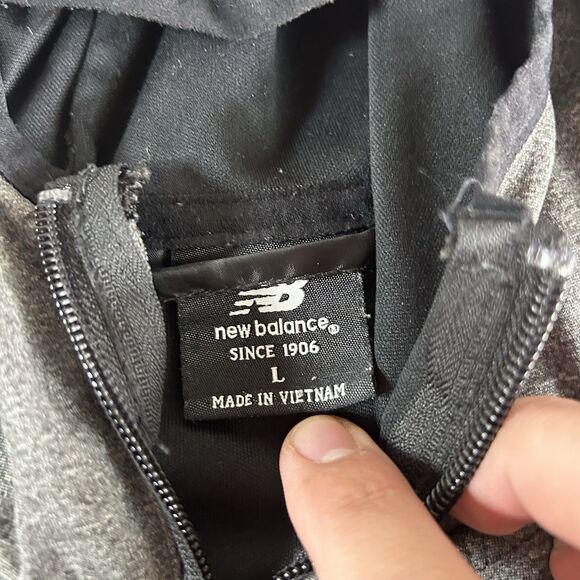 New Balance 1/4 Zip Mens Large Water Resistant Soft Shell Hoodie Jacket Gray - Picture 4 of 10